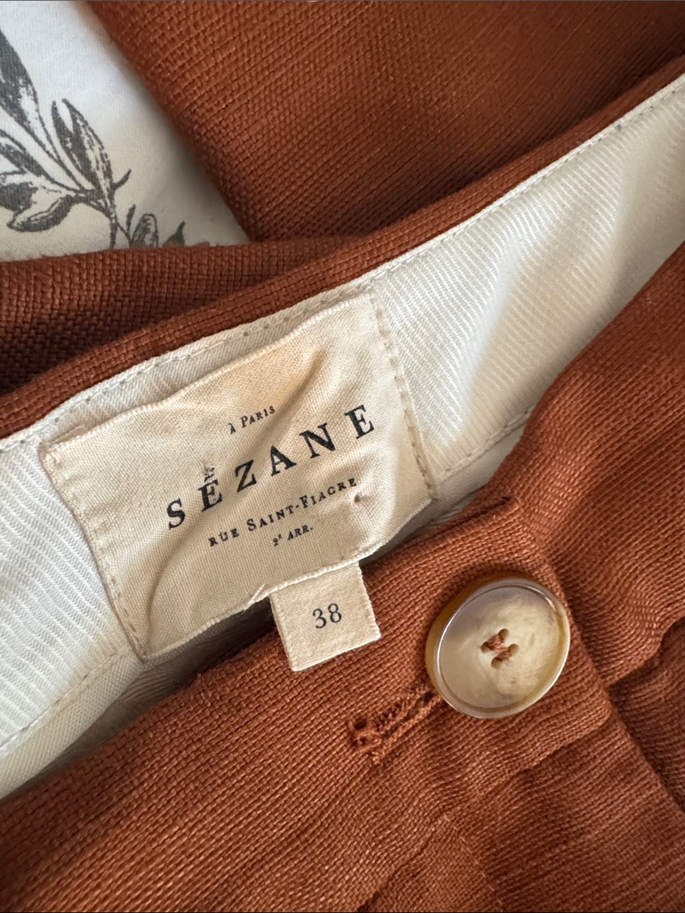 Sézane Rust Brown High-Waist Trousers